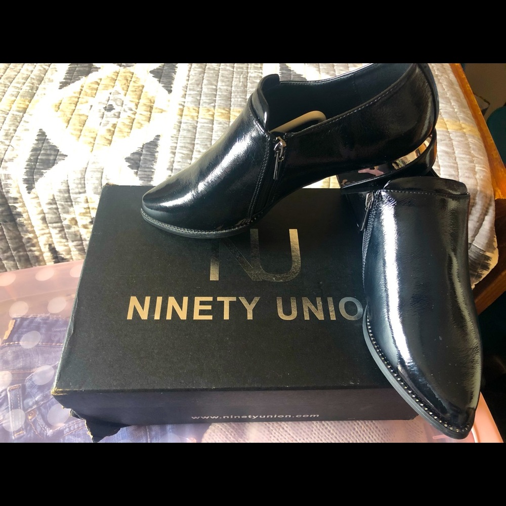 Black shiny loafers